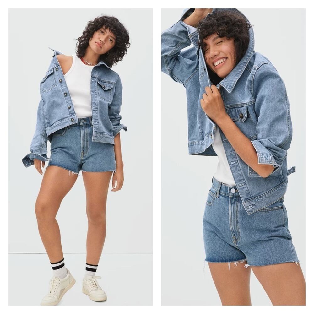 Everlane Way High Rise Raw Hem Denim Short Size 27
